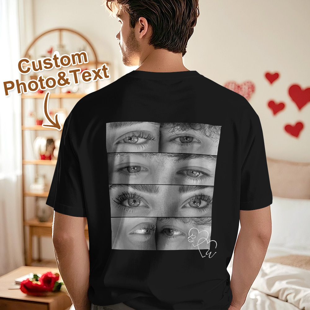 Custom Photo T-shirt Personalized Eyes Shirt for Couple - myfacesockseu