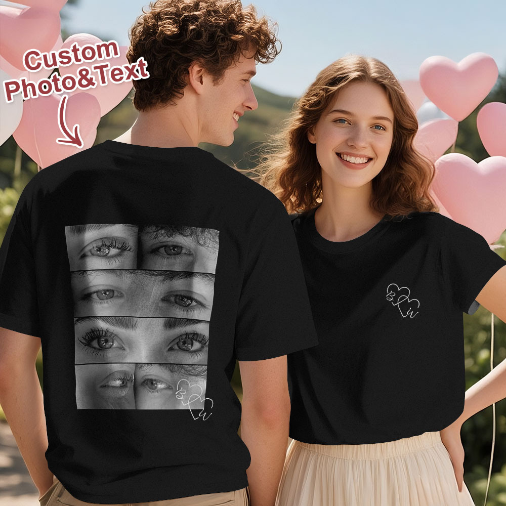 Custom Photo T-shirt Personalized Eyes Shirt for Couple - myfacesockseu