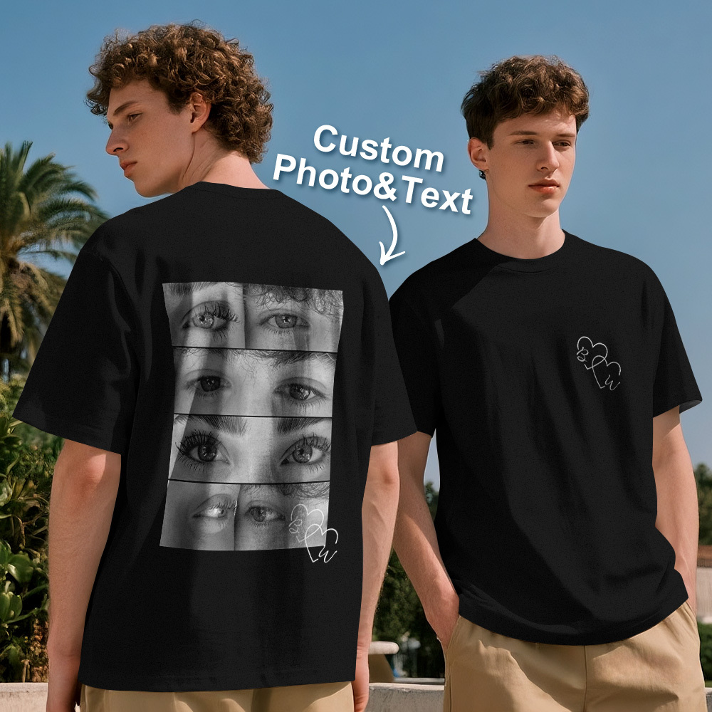 Custom Photo T-shirt Personalized Eyes Shirt for Couple - myfacesockseu