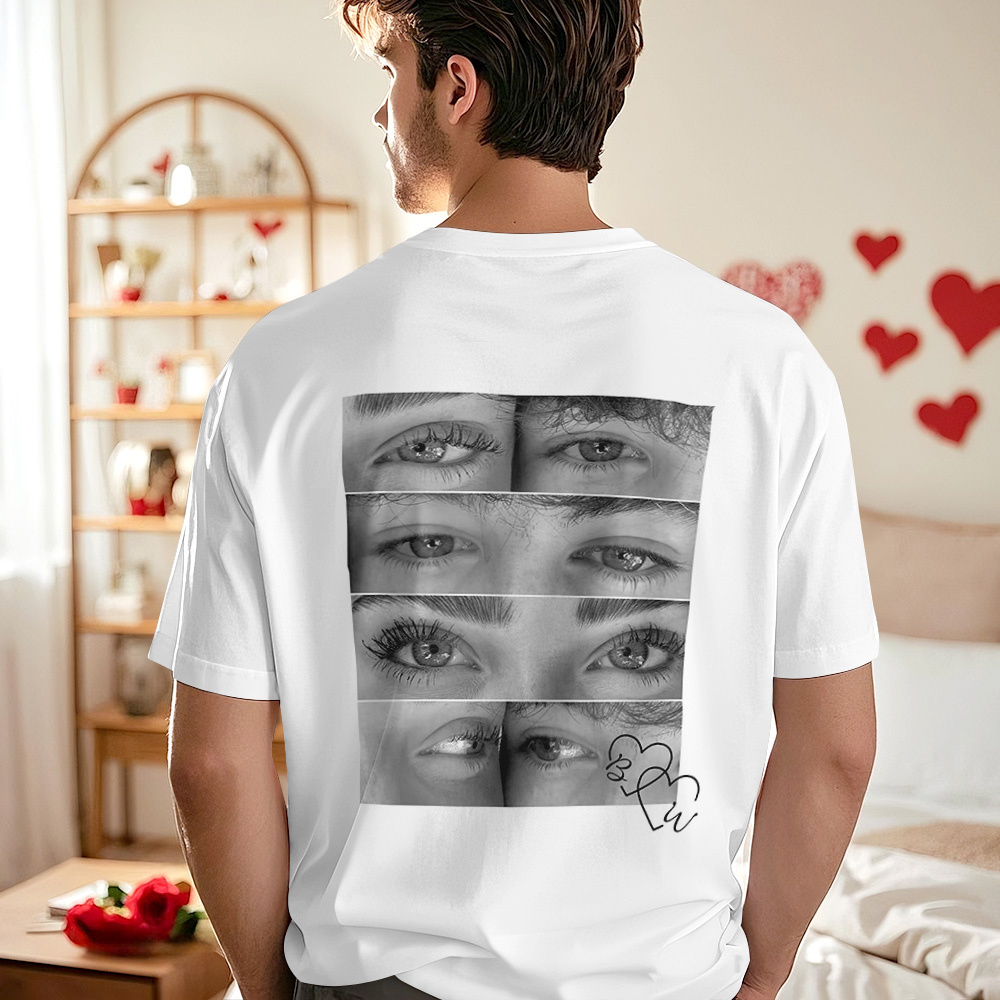 Custom Photo T-shirt Personalized Eyes Shirt for Couple - myfacesockseu