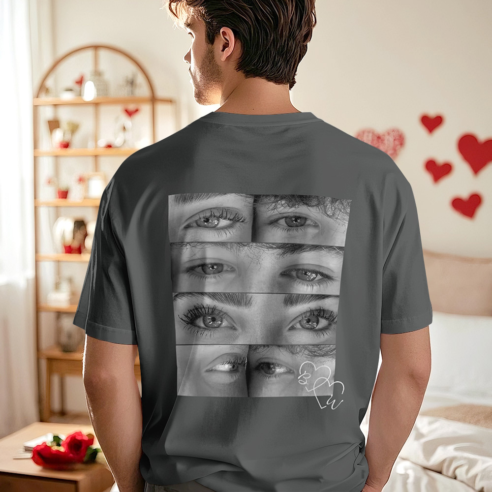 Custom Photo T-shirt Personalized Eyes Shirt for Couple - myfacesockseu