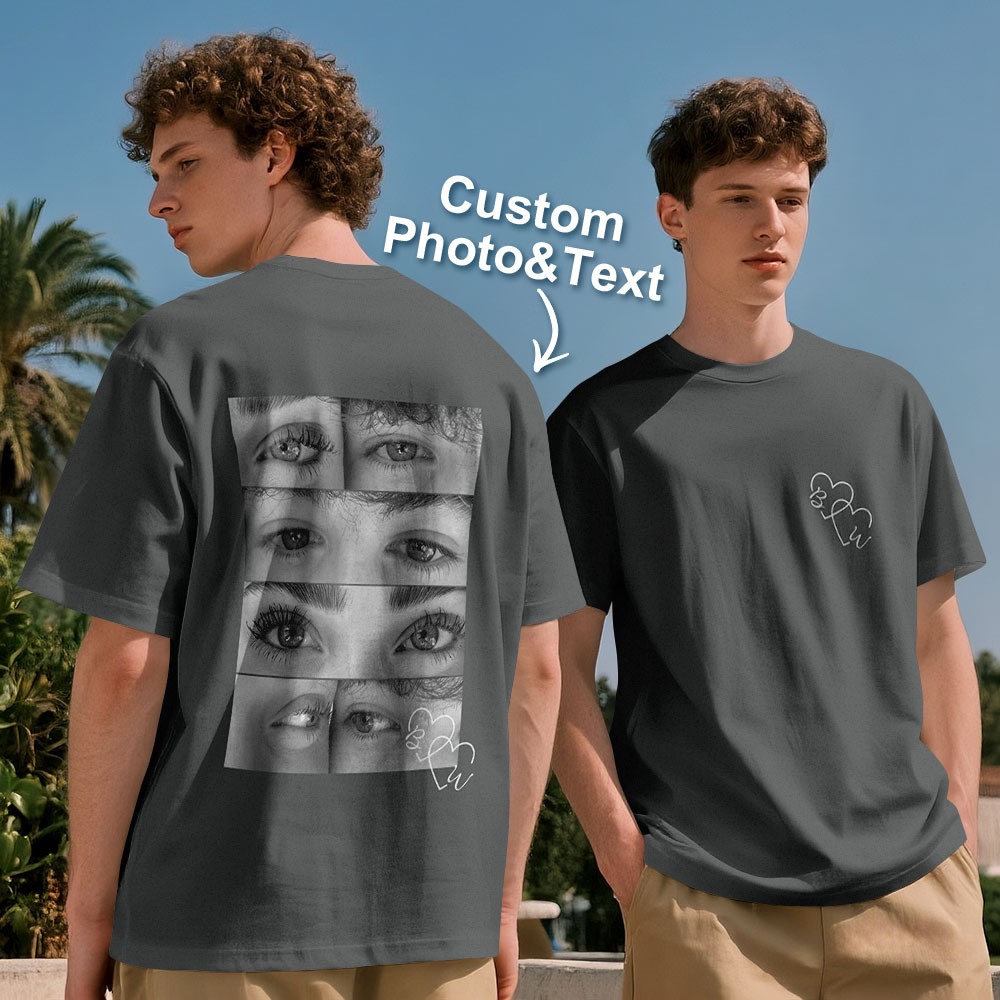 Custom Photo T-shirt Personalized Eyes Shirt for Couple - myfacesockseu