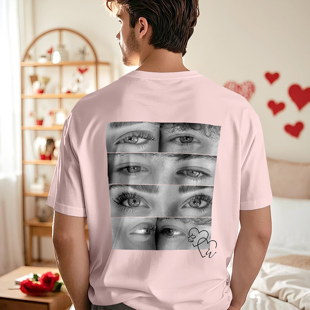 Custom Photo T-shirt Personalized Eyes Shirt for Couple - myfacesockseu