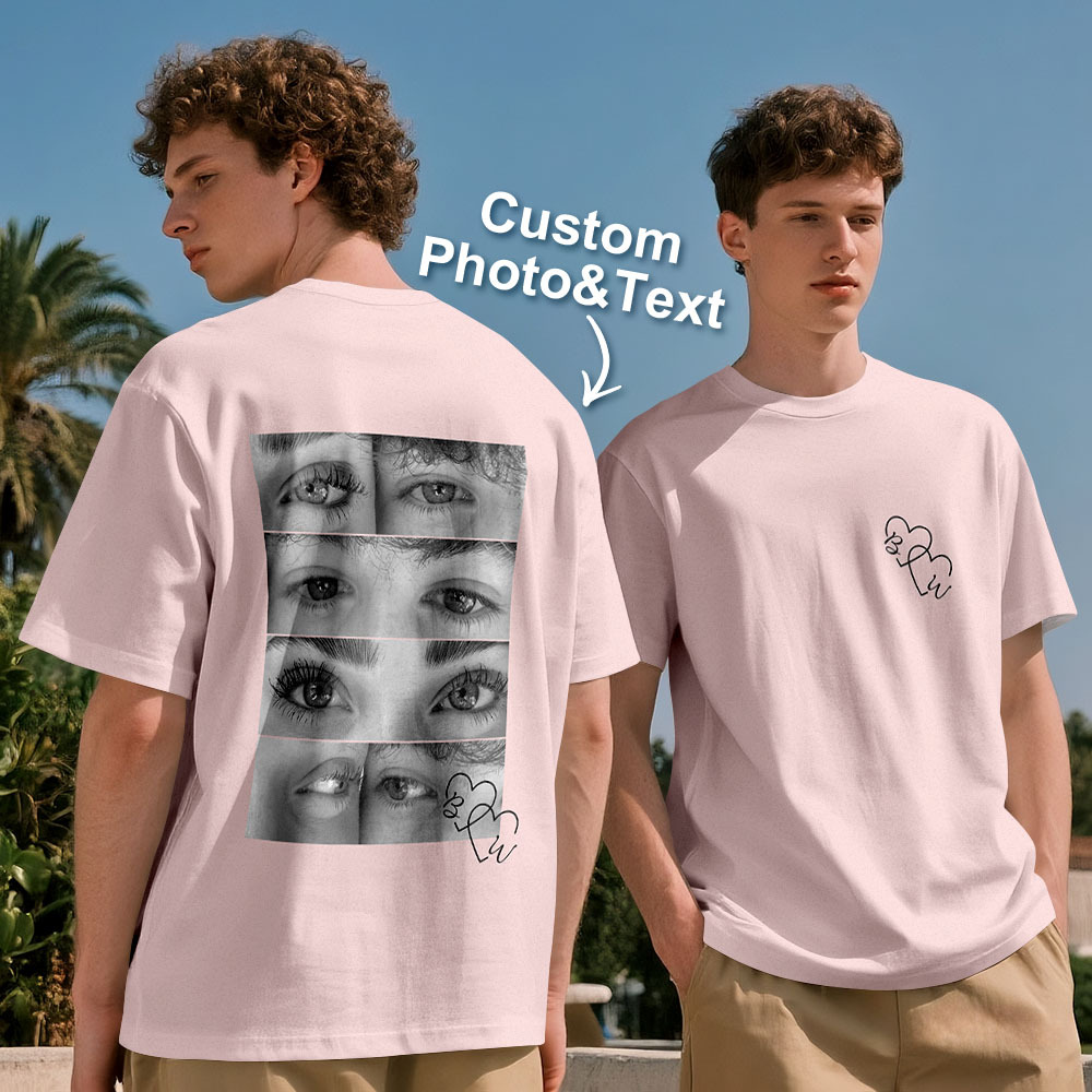 Custom Photo T-shirt Personalized Eyes Shirt for Couple - myfacesockseu