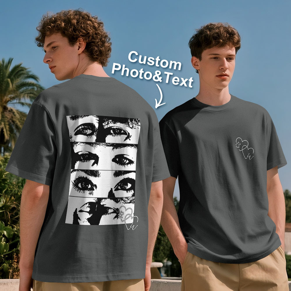 Custom Photo T-shirt Personalized Eyes Shirt for Couple - myfacesockseu