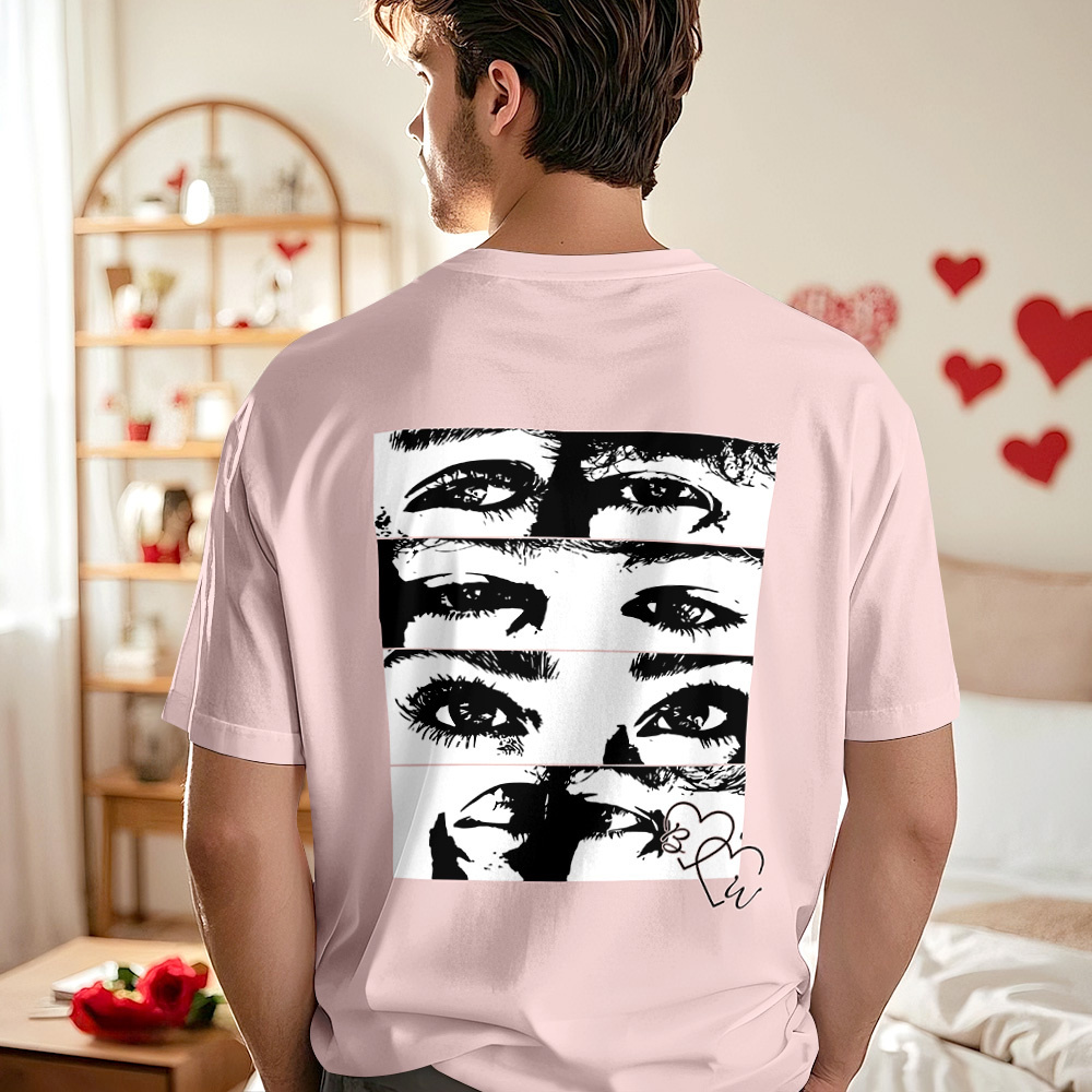 Custom Photo T-shirt Personalized Eyes Shirt for Couple - myfacesockseu