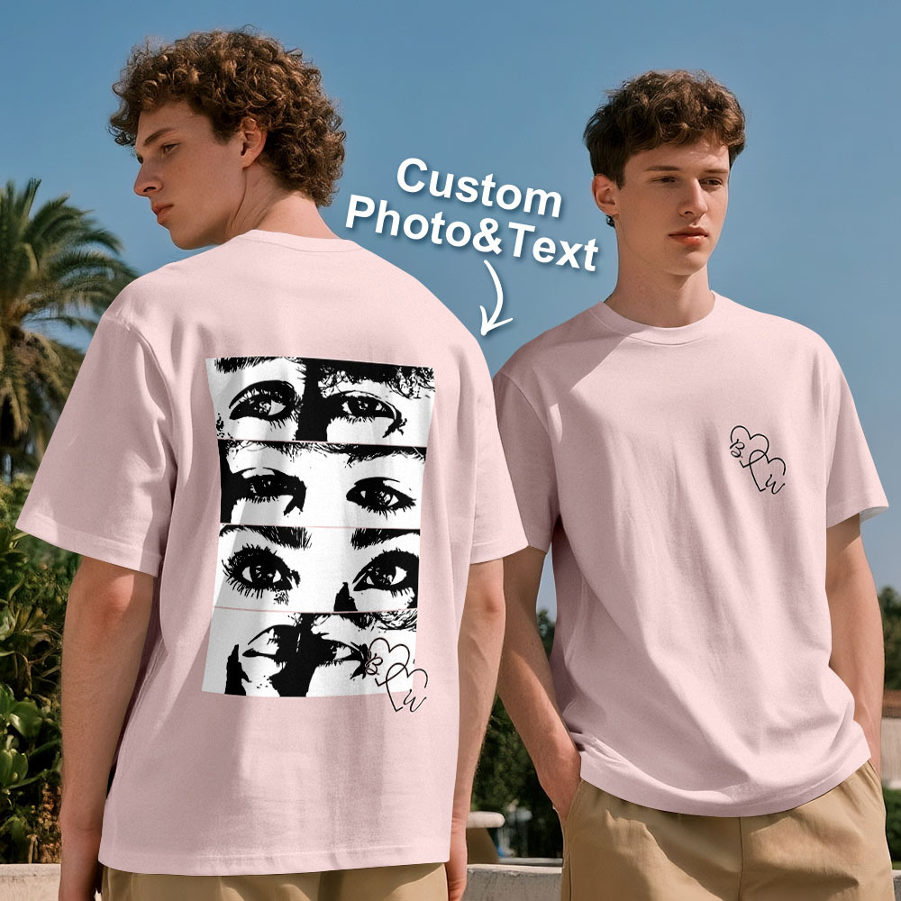 Custom Photo T-shirt Personalized Eyes Shirt for Couple - myfacesockseu