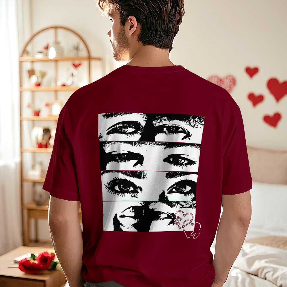 Custom Photo T-shirt Personalized Eyes Shirt for Couple - myfacesockseu
