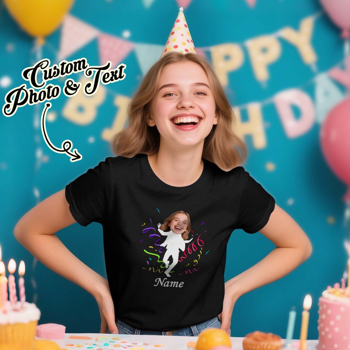 Custom Face Stick Figures White Birthday Shirt Photo Shirt Birthday Party Group Shirt Funny Shirt Gift - myfacesockseu