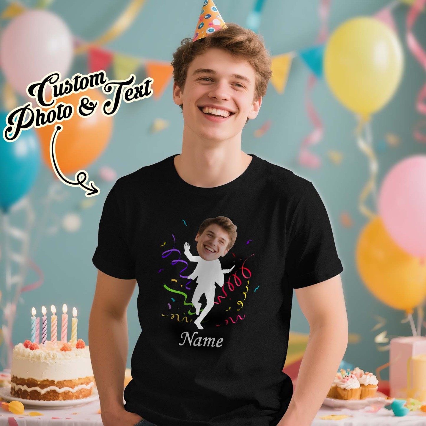 Custom Face Stick Figures White Birthday Shirt Photo Shirt Birthday Party Group Shirt Funny Shirt Gift - myfacesockseu