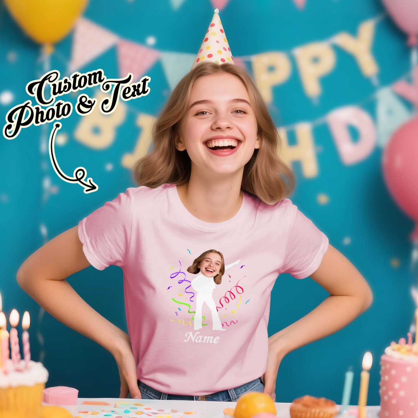 Custom Face Stick Figures White Birthday Shirt Photo Shirt Birthday Party Group Shirt Funny Shirt Gift - myfacesockseu