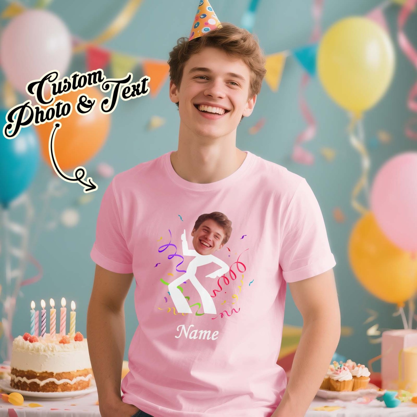 Custom Face Stick Figures White Birthday Shirt Photo Shirt Birthday Party Group Shirt Funny Shirt Gift - myfacesockseu