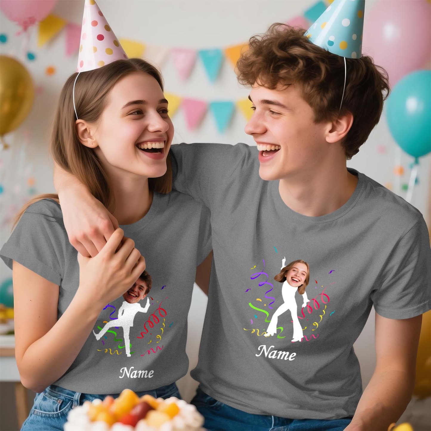 Custom Face Stick Figures White Birthday Shirt Photo Shirt Birthday Party Group Shirt Funny Shirt Gift - myfacesockseu