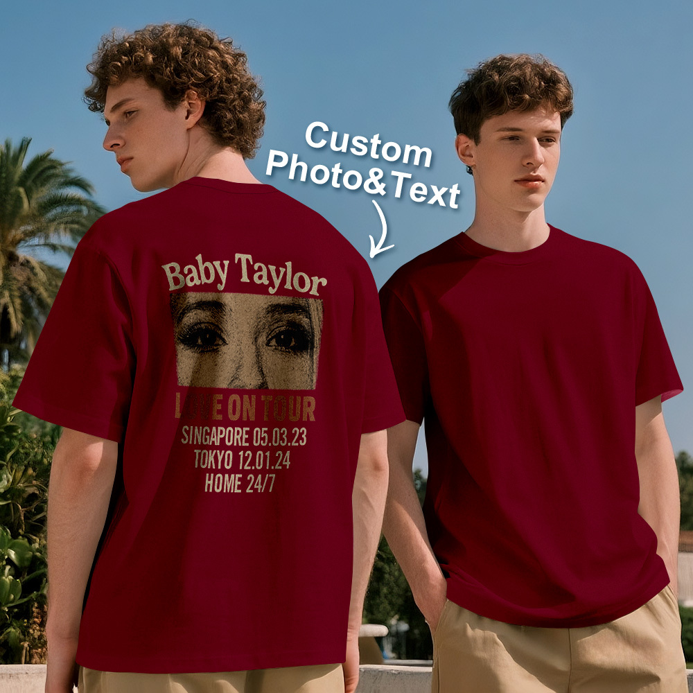 Custom Photo Girlfriend Eyes Love on Tour Shirt With Text - myfacesockseu