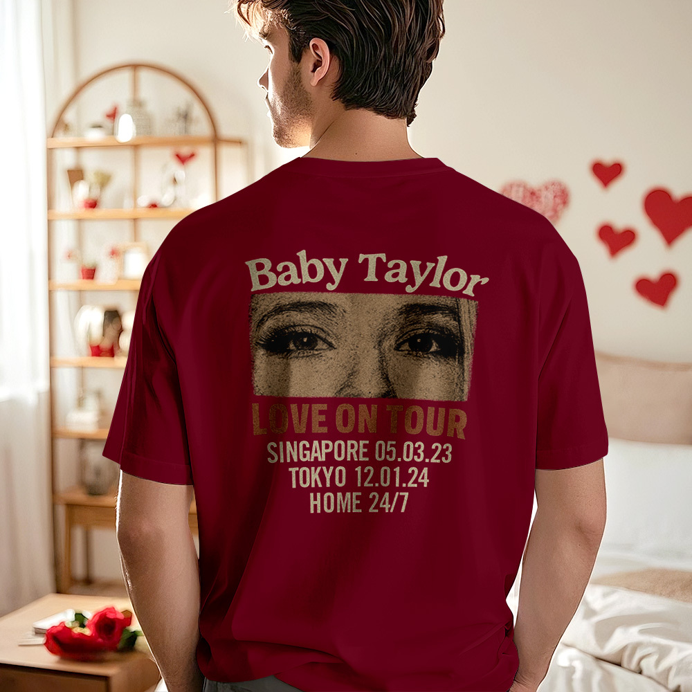 Custom Photo Girlfriend Eyes Love on Tour Shirt With Text - myfacesockseu
