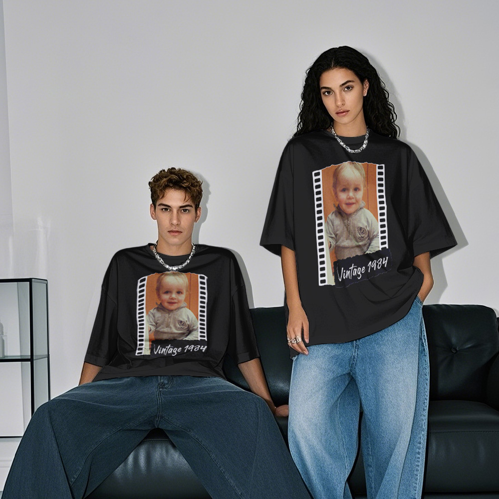 Custom Photo Vintage T-Shirt Film Style Tshirt Personalized Photo Tshirt Vintage Gift Idea - myfacesockseu