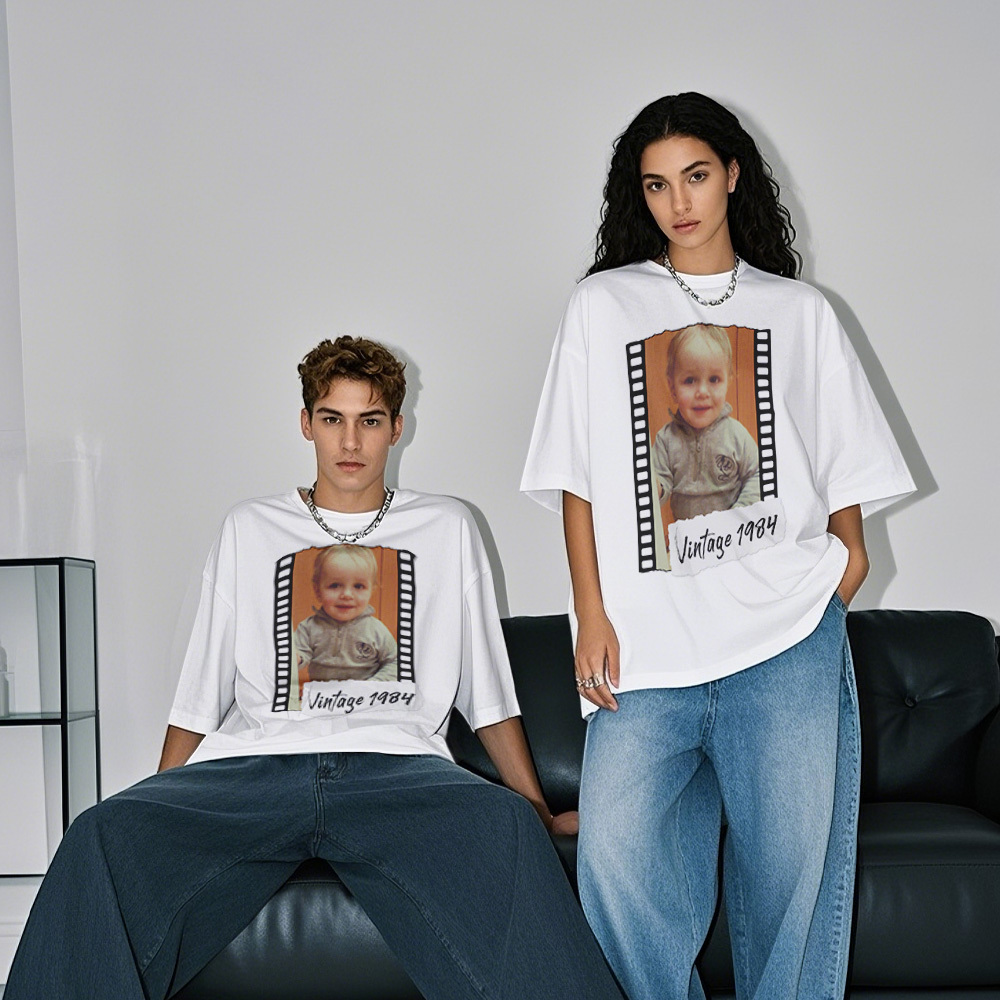 Custom Photo Vintage T-Shirt Film Style Tshirt Personalized Photo Tshirt Vintage Gift Idea - myfacesockseu