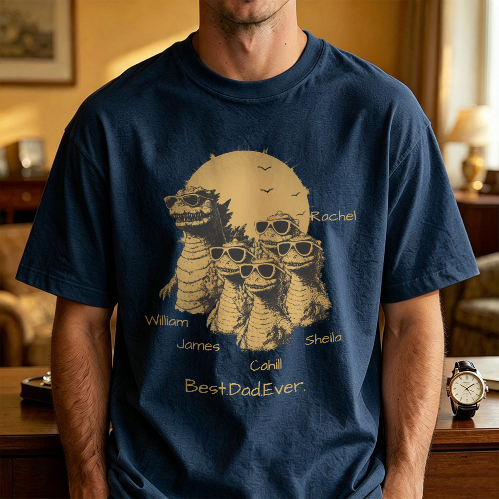 Personalized Best Dad Ever Dadzilla T-Shirt Father Day Gifts for Dad Funny Papa Tshirt Cool Daddy Dinosaur Tee - myfacesockseu