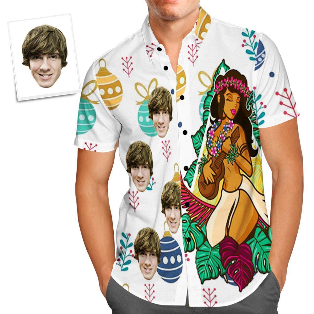 Custom Face Shirt Personalized Photo Men's Hawaiian Shirt Christmas Gift - Hawaiian Girl - MyFaceSocksEU