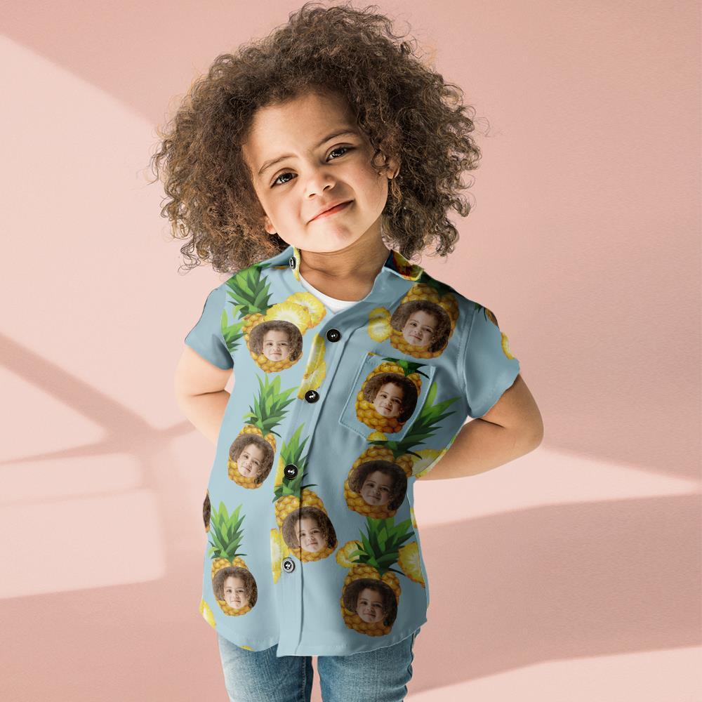 Custom Face Hawaiian Style Big Pineapple Long Dress And Shirt Family Matching - MyFaceSocks