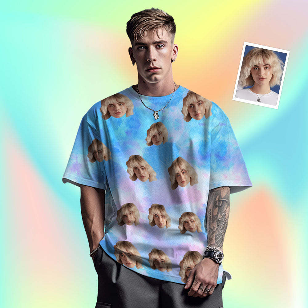 Custom Face Men's T-shirt Personalized Photo Funny Tie Dye T-shirt Gift For Men - MyFaceSocks