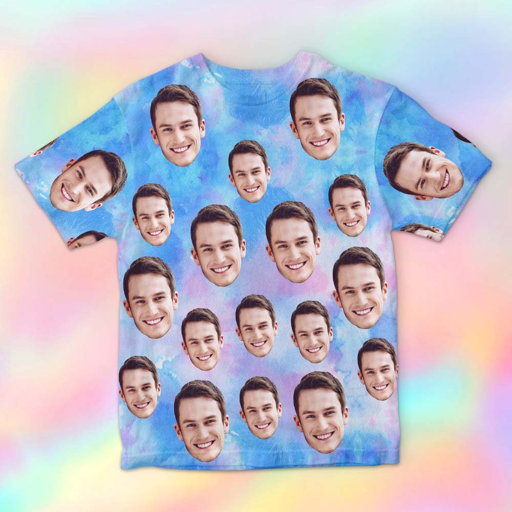 Custom Face Men's T-shirt Personalized Photo Funny Tie Dye T-shirt Gift For Men - MyFaceSocks