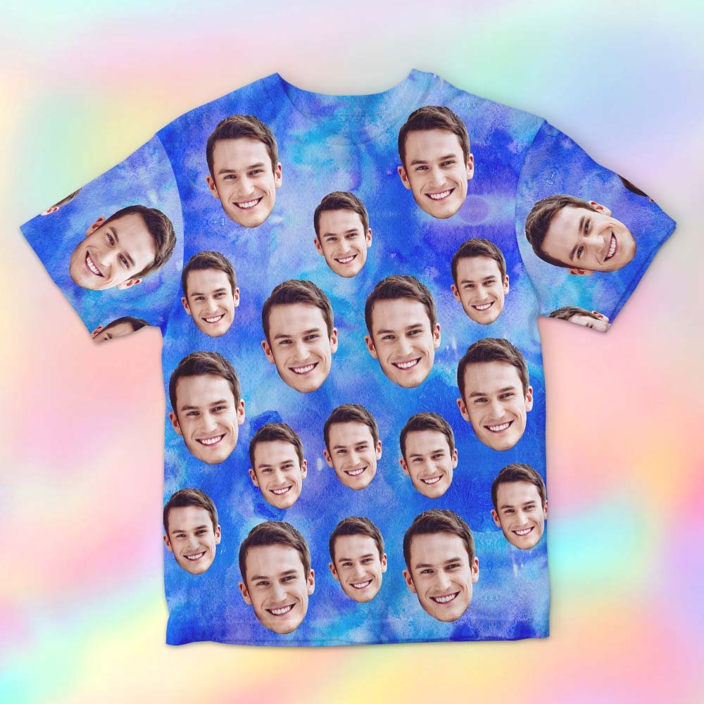 Custom Face Men's T-shirt Personalized Photo Funny Tie Dye T-shirt Gift For Men - MyFaceSocks