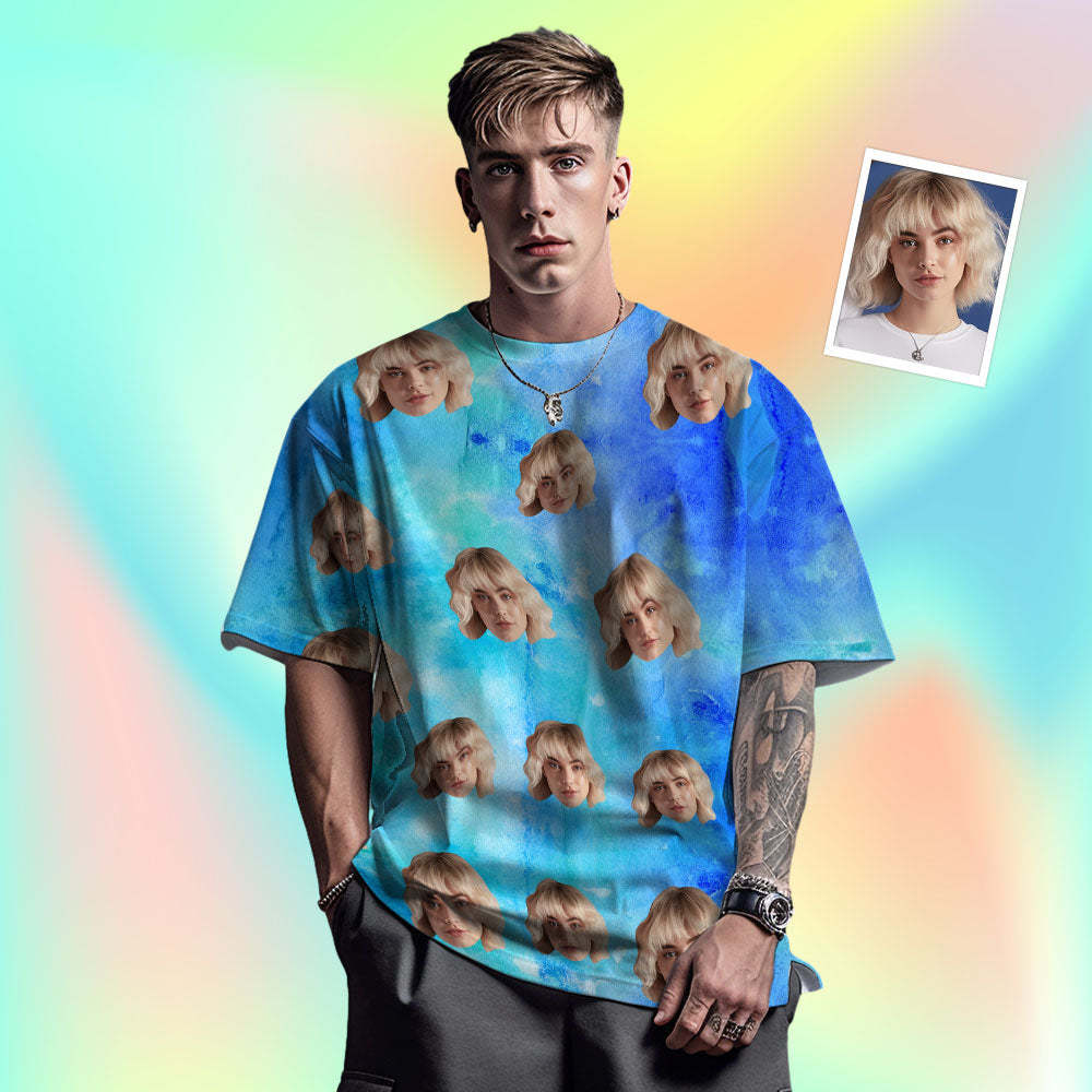 Custom Face Men's T-shirt Personalized Photo Funny Tie Dye T-shirt Gift For Men - MyFaceSocks