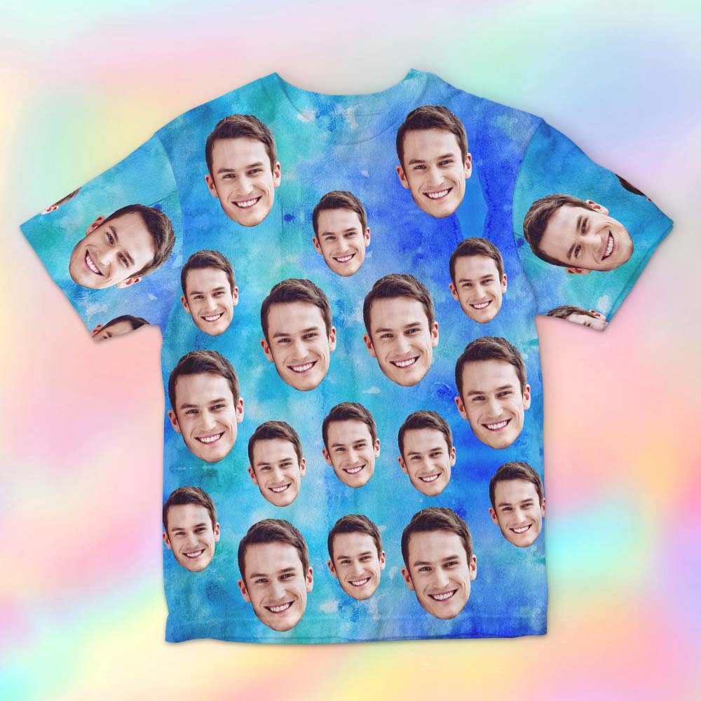 Custom Face Men's T-shirt Personalized Photo Funny Tie Dye T-shirt Gift For Men - MyFaceSocks
