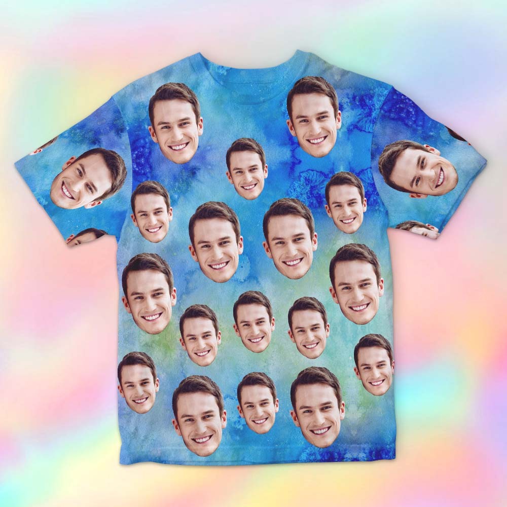 Custom Face Men's T-shirt Personalized Photo Funny Tie Dye T-shirt Gift For Men - MyFaceSocks