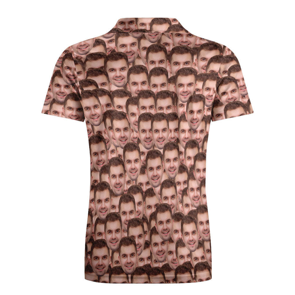 Men's Custom Face POLO Shirt Personalized Golf Shirts For Him Face Mash - MyFaceSocksEU