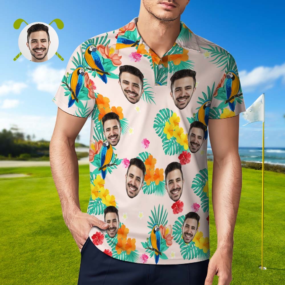Custom Polo Shirt Hawaiian Golf Polo Shirts Holiday Gift Island Time - MyFaceSocksEU