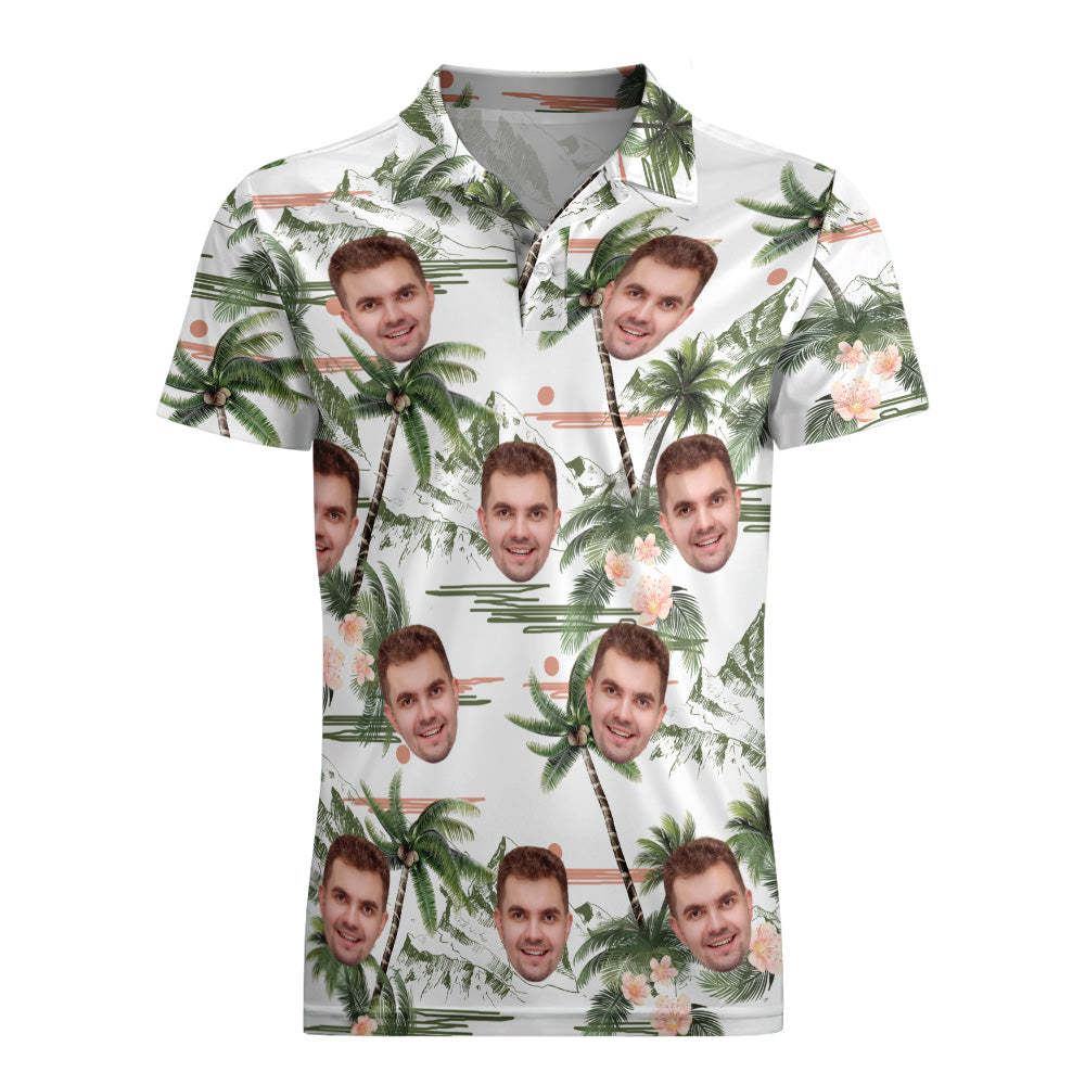 Custom Polo Shirt Hawaiian Golf Polo Shirts All Over Print Coconut Tree - MyFaceSocksEU