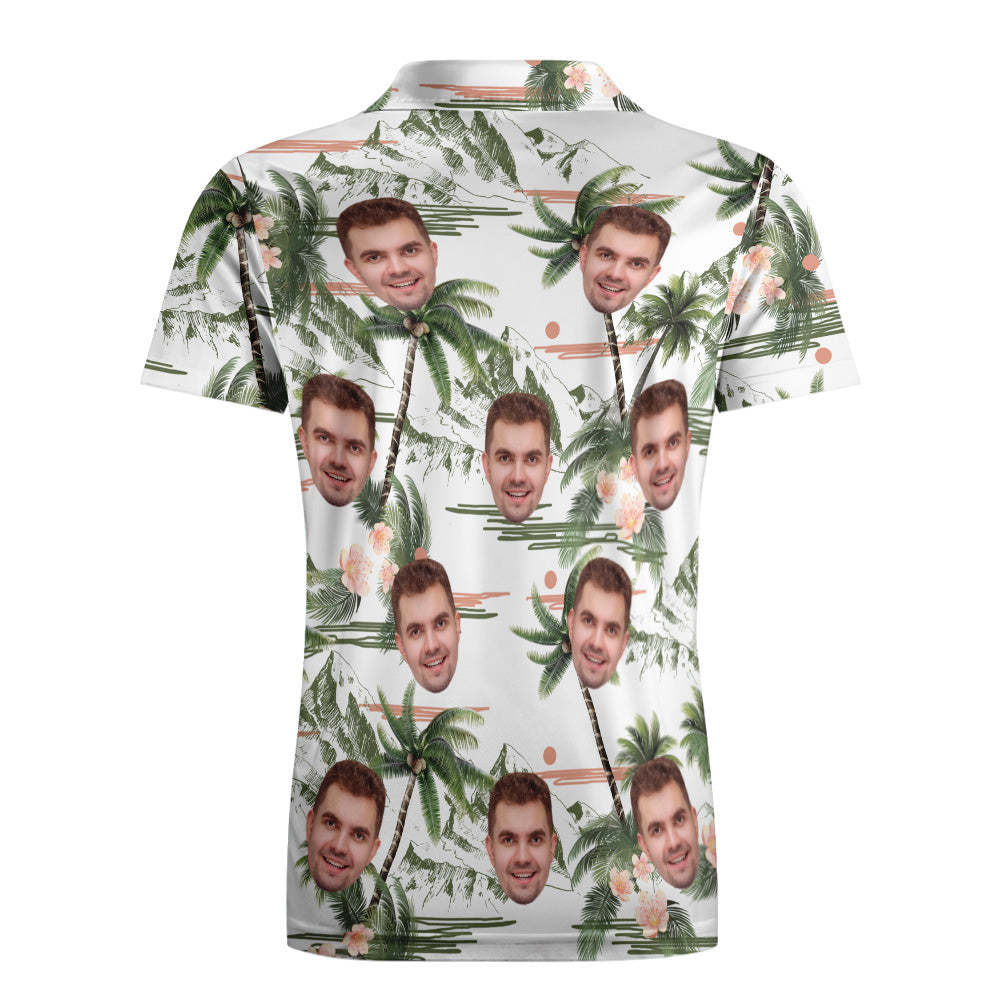 Custom Polo Shirt Hawaiian Golf Polo Shirts All Over Print Coconut Tree - MyFaceSocksEU