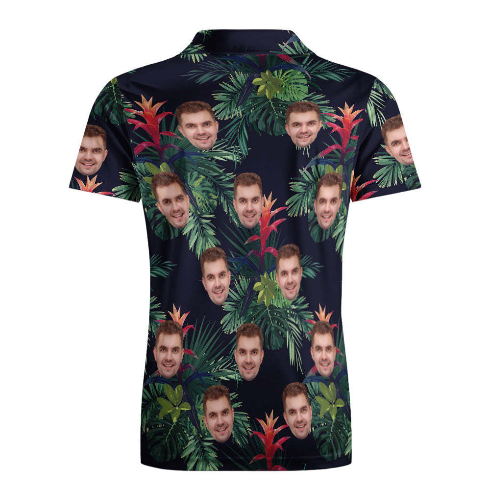 Custom Polo Shirt Hawaiian Golf Polo Shirts All Over Print Leaves - MyFaceSocksEU