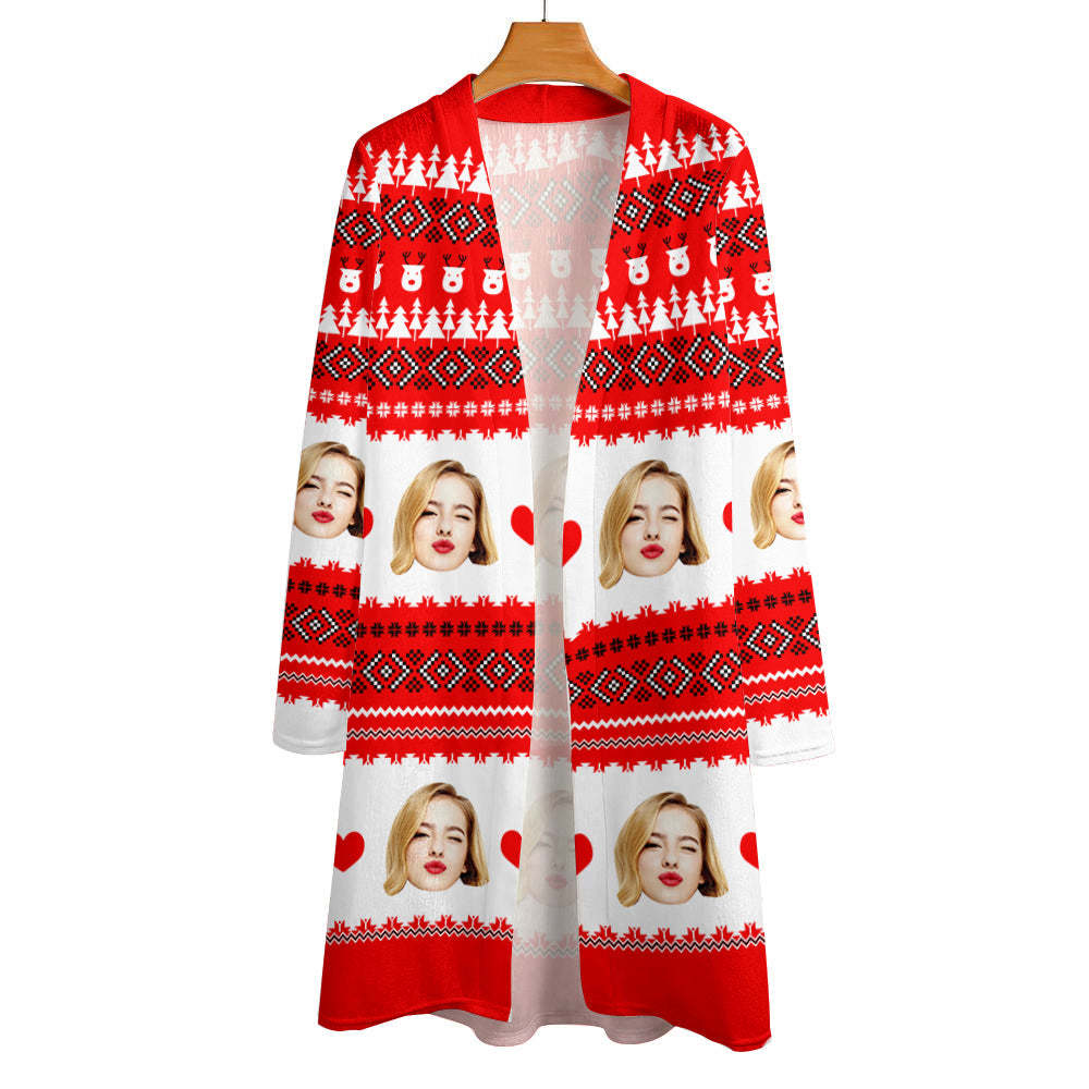 Personalized Christmas Cardigan Women Open Front Cardigans for Christmas Gifts - MyFaceSocksEU