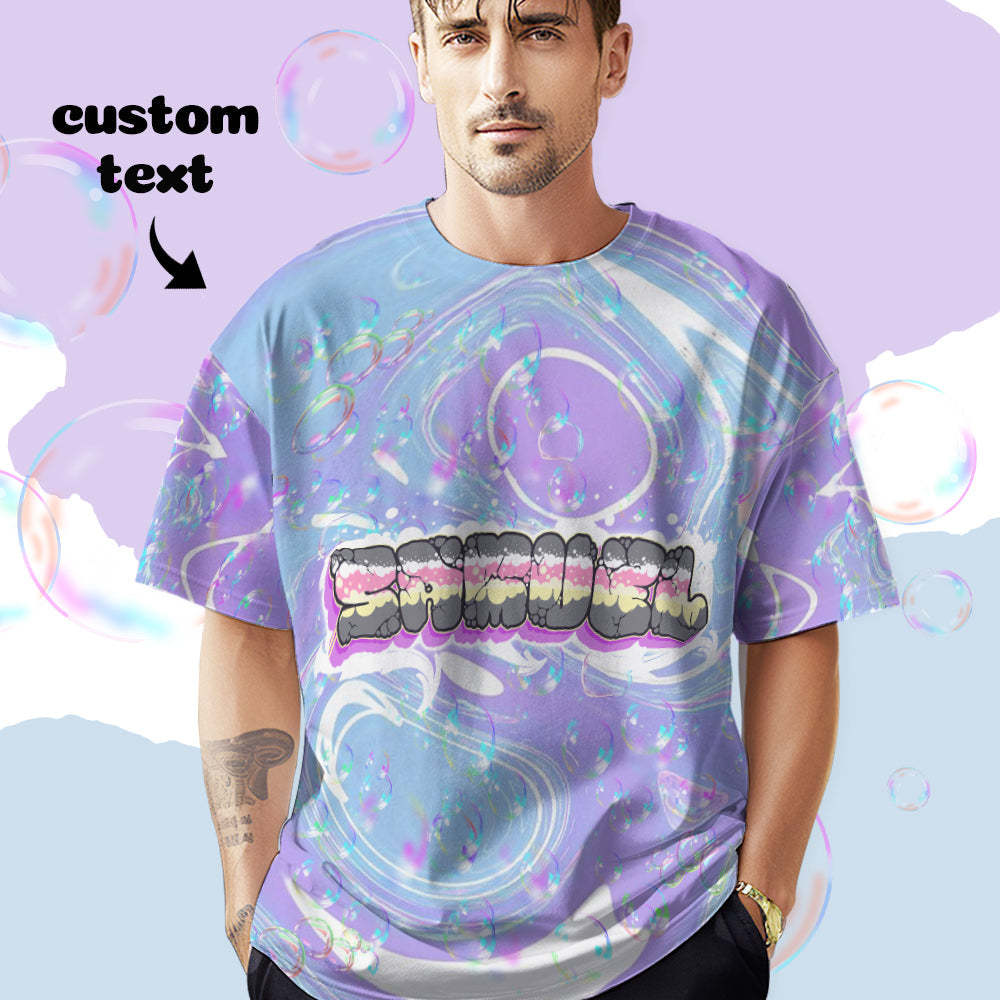 Custom T-shirt Personalized Name Tee Unisex Purple Summer T-shirt - MyFaceSocksEU