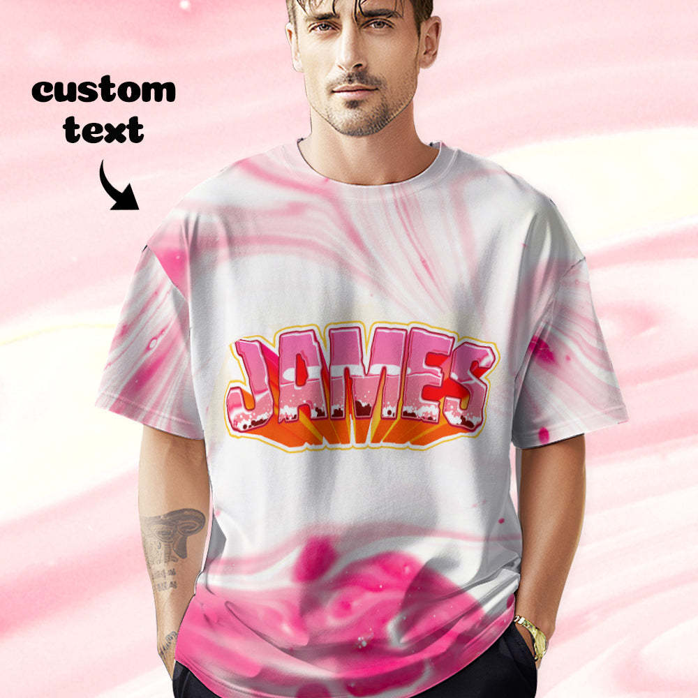 Custom T-shirt Personalized Name Tee Unisex Pink Summer T-shirt - MyFaceSocksEU
