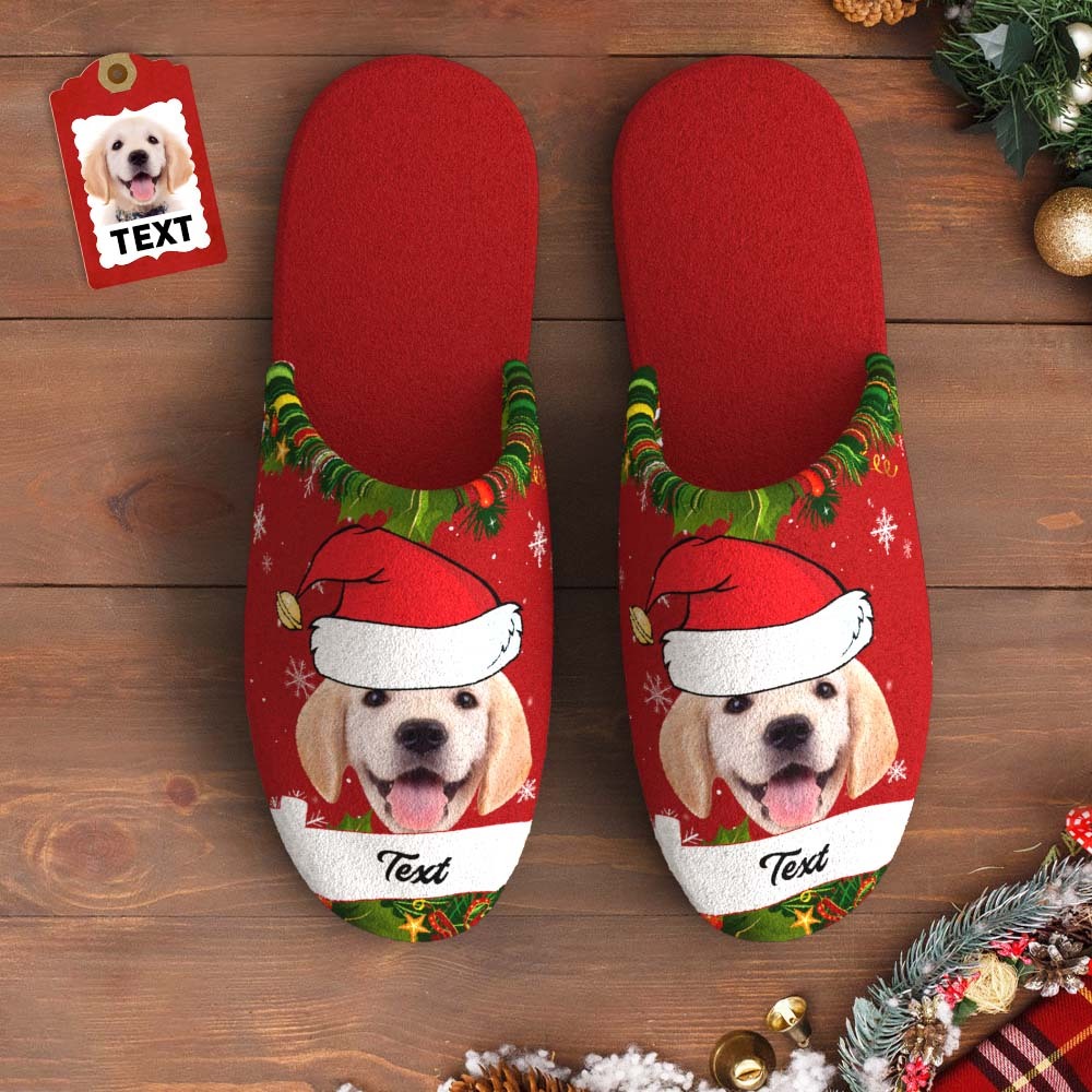 Custom Face And Text Women's and Men's Cotton Slippers Christmas Gift With Custom Name Casual House Shoes Indoor Outdoor Bedroom Slippers - MyFaceSocksEU
