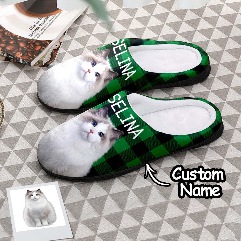Custom Photo Women's and Men's Slippers Personalized Casual House Cotton Slippers Christmas Gift Pet Dog - MyFaceSocksEU