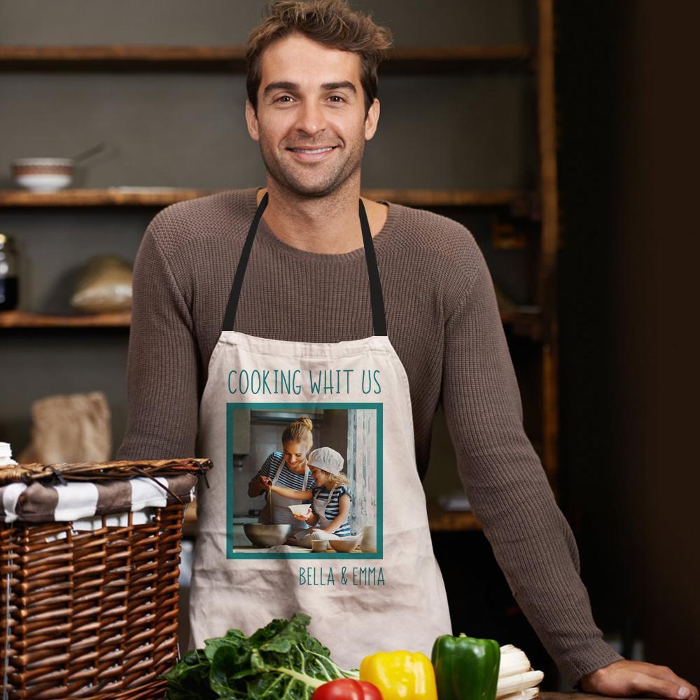 Custom Adjustable Bib Photo Apron For Kitchen Cooking Restaurant BBQ Painting Crafting Gift For Mom
