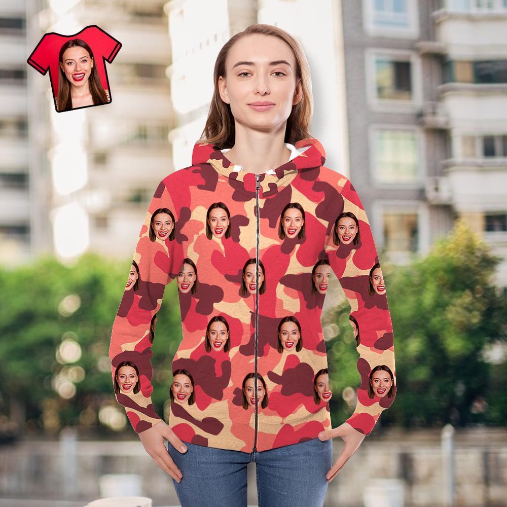 Custom Face Unisex Hoodie Casual Printed Misty Rose Camouflage - MyFaceSocksEU