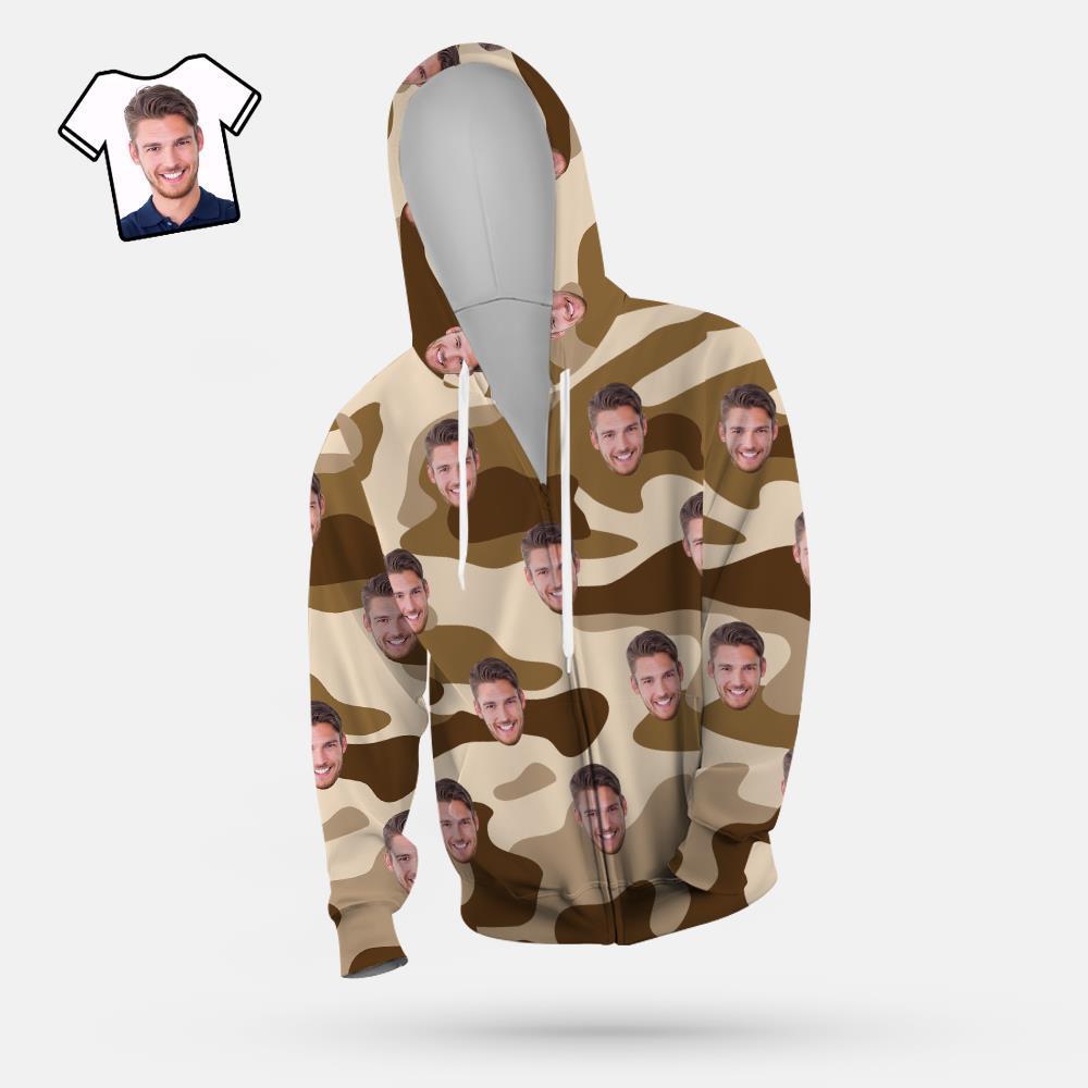 Custom Face Unisex Hoodie Casual Printed Wheat Camouflage - MyFaceSocksEU