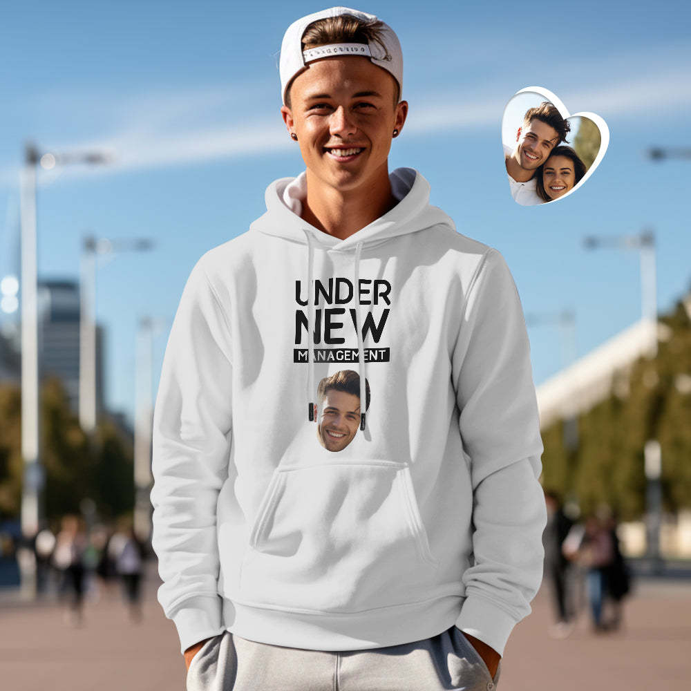 Custom Face Couple Matching Hoodies NEW MANAGEMENT Personalized Hoodie Valentine's Day Gift - MyFaceSocksEU