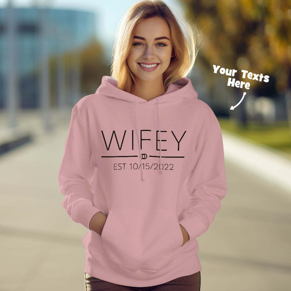Custom Wifey Hubby Funny Couple Matching Hoodies Personalized Hoodie Valentine's Day Gift - MyFaceSocksEU