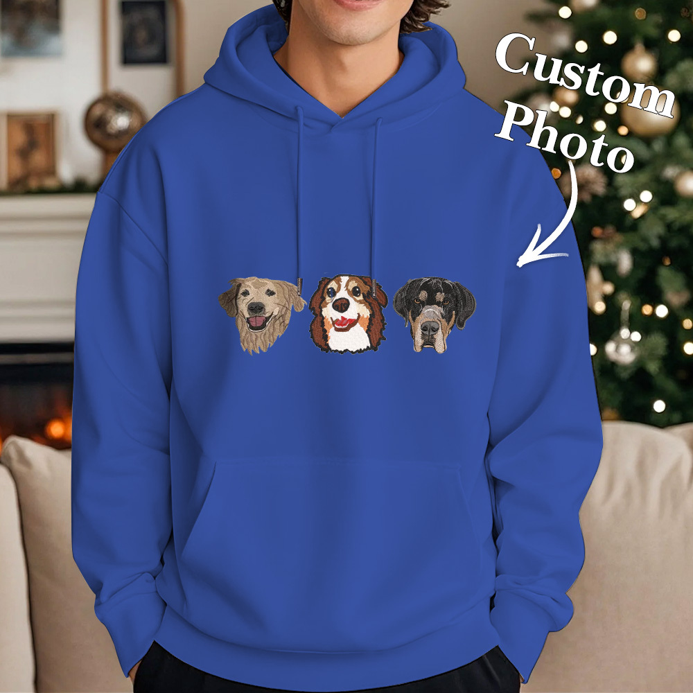 Custom Embroidered Sweatshirt With Pet Portrait Christmas Gifts Embroidery Effect for Dog Lover - myfacesockseu
