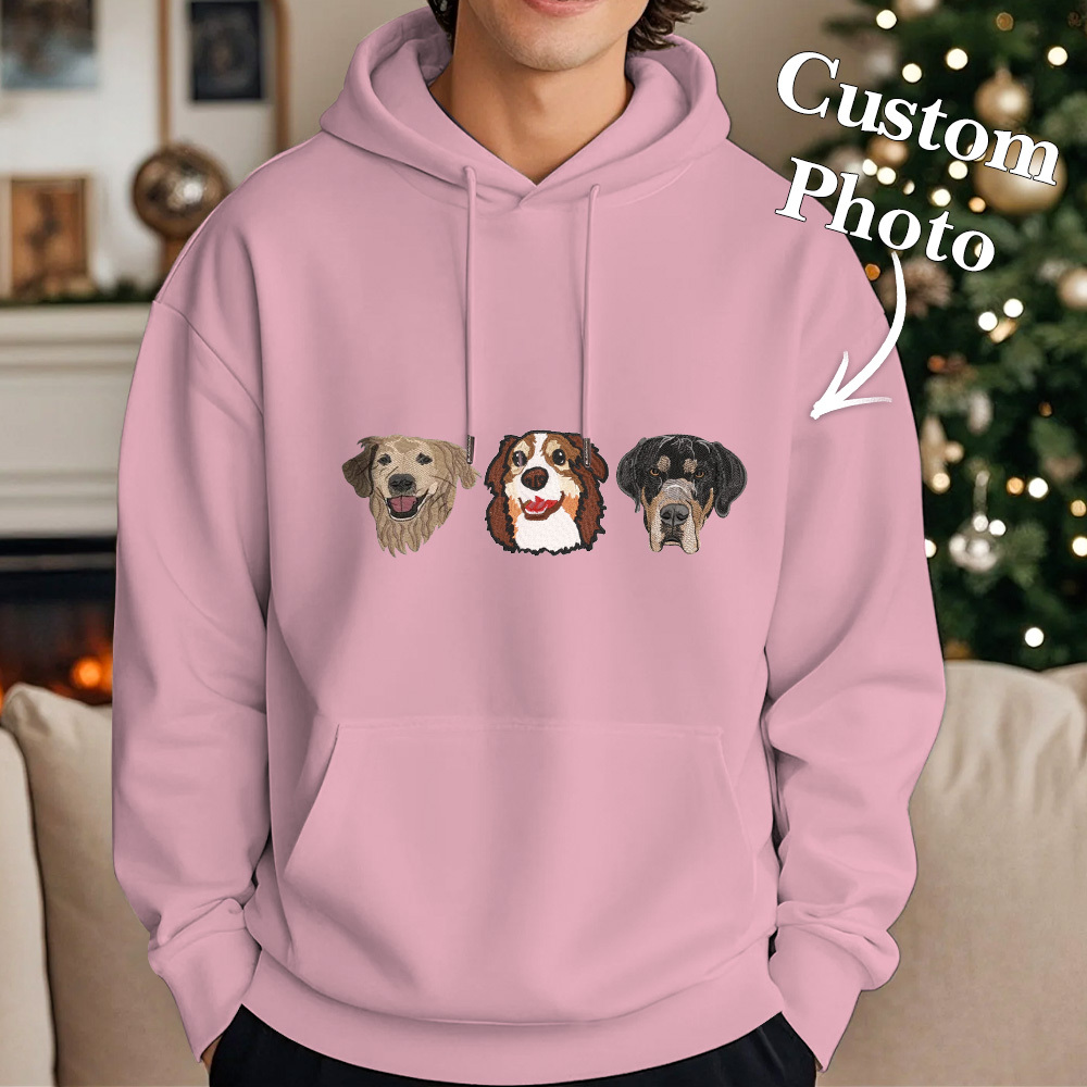 Custom Embroidered Sweatshirt With Pet Portrait Christmas Gifts Embroidery Effect for Dog Lover - myfacesockseu
