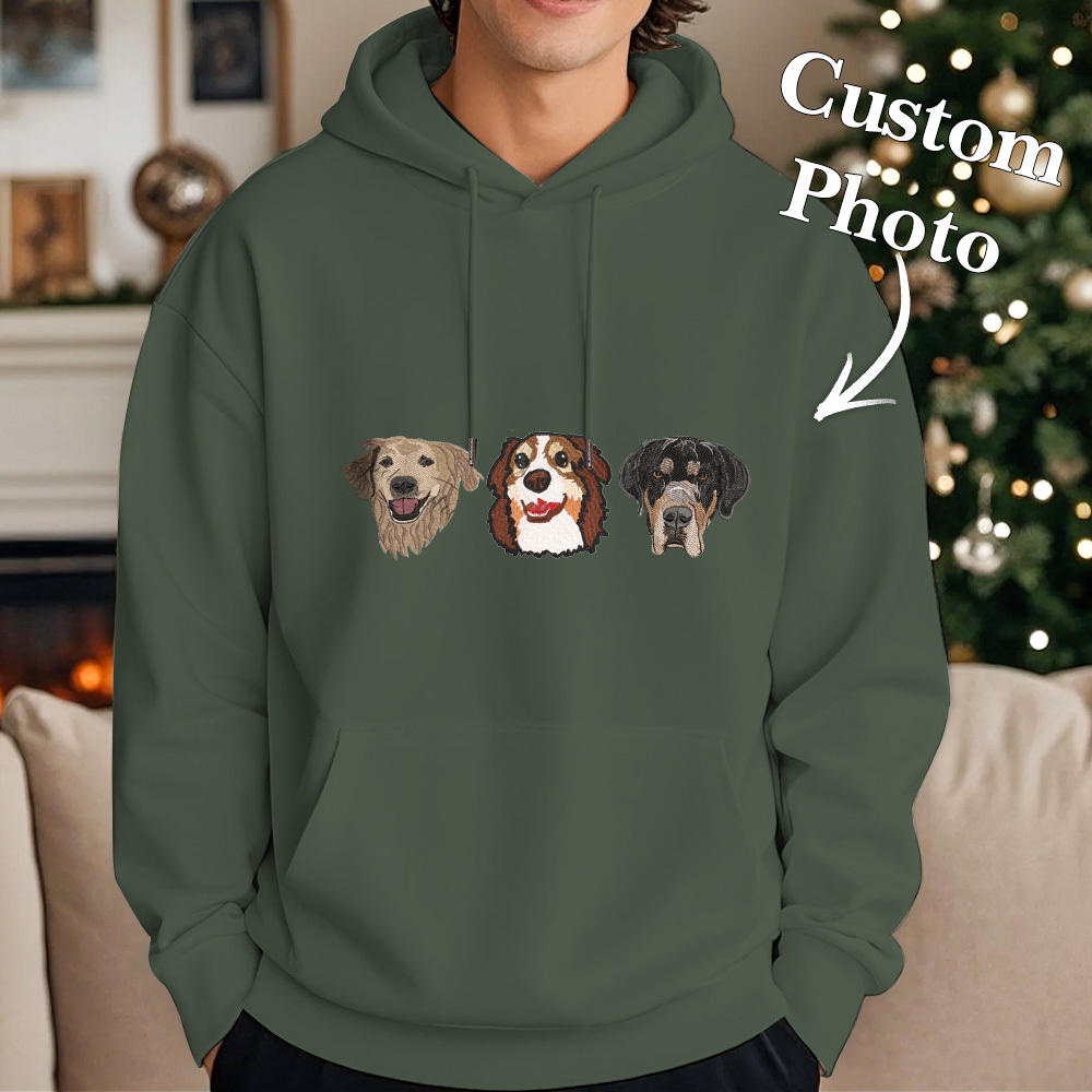 Custom Embroidered Sweatshirt With Pet Portrait Christmas Gifts Embroidery Effect for Dog Lover - myfacesockseu