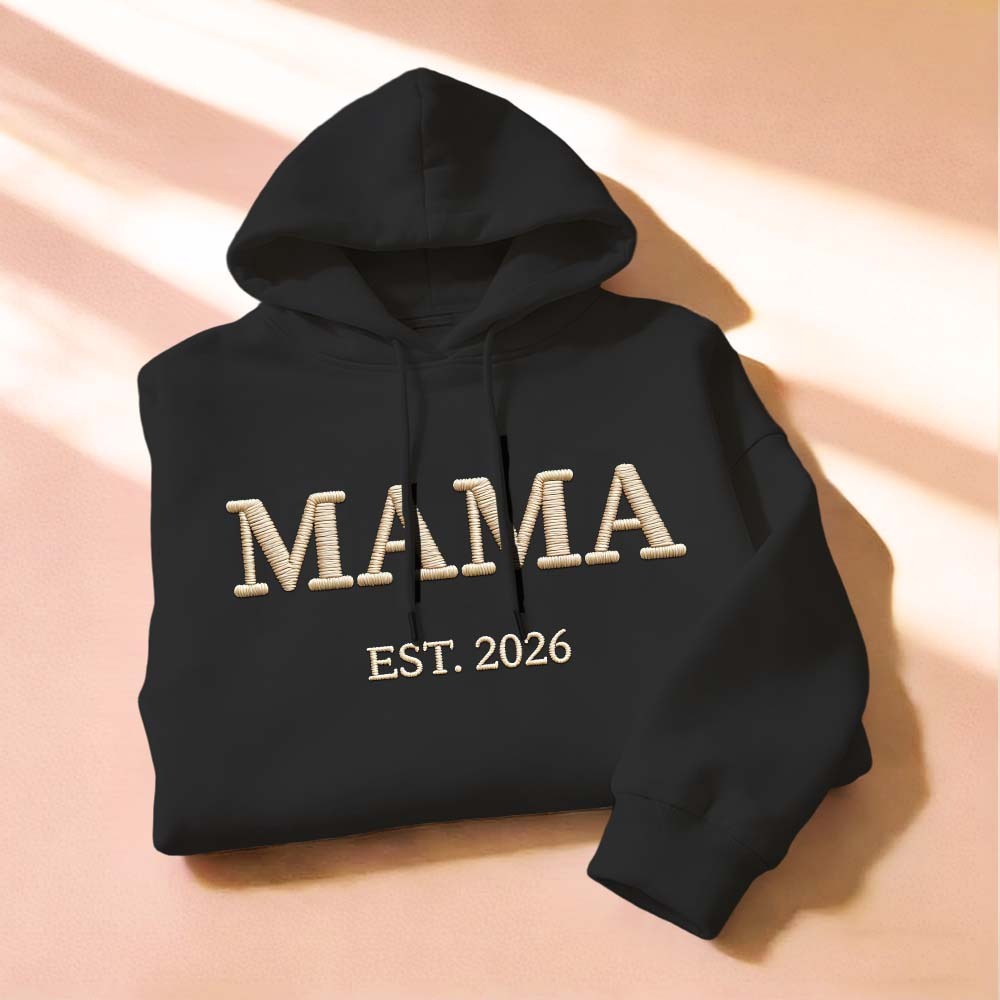 Personalized Mama Embroidered Sweatshirt, Custom Mom Embroidery Hoodie, New Mom Outfit, Pregnancy Reveal Clothing, Happy Mother's Day Gifts - myfacesockseu
