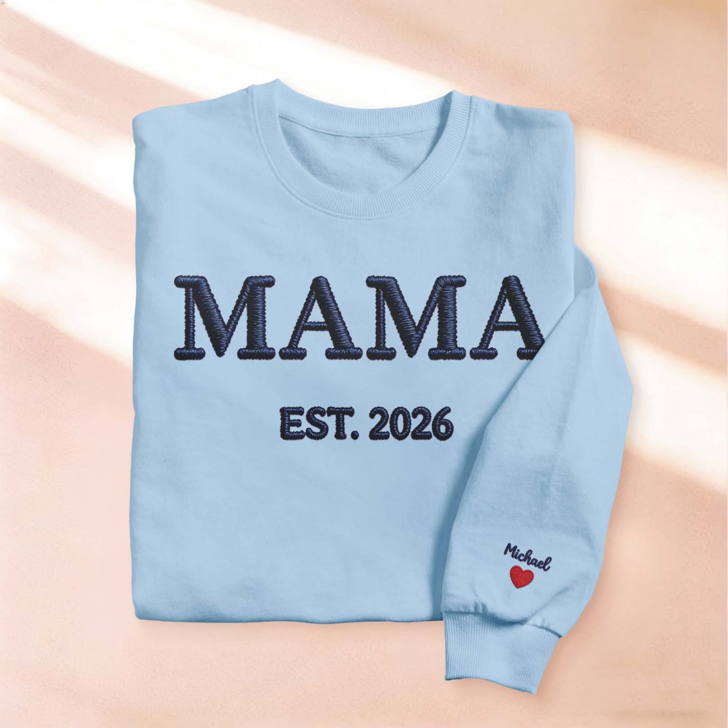 Personalized Mama Embroidered Sweatshirt, Custom Mom Embroidery Hoodie, New Mom Outfit, Pregnancy Reveal Clothing, Happy Mother's Day Gifts - myfacesockseu